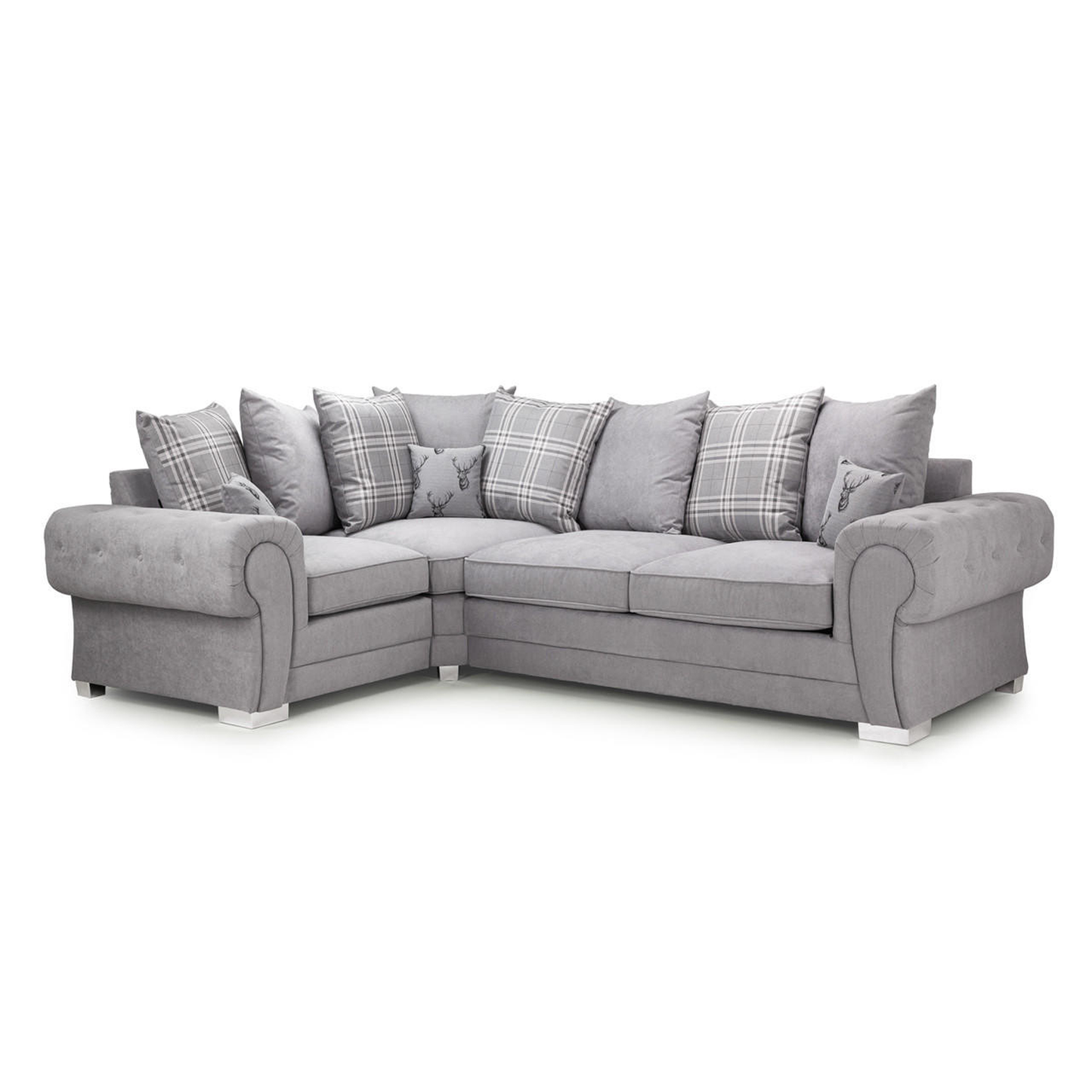 Milan Chesterfield Fabric 4 Seater Corner Sofa - Scatter Back