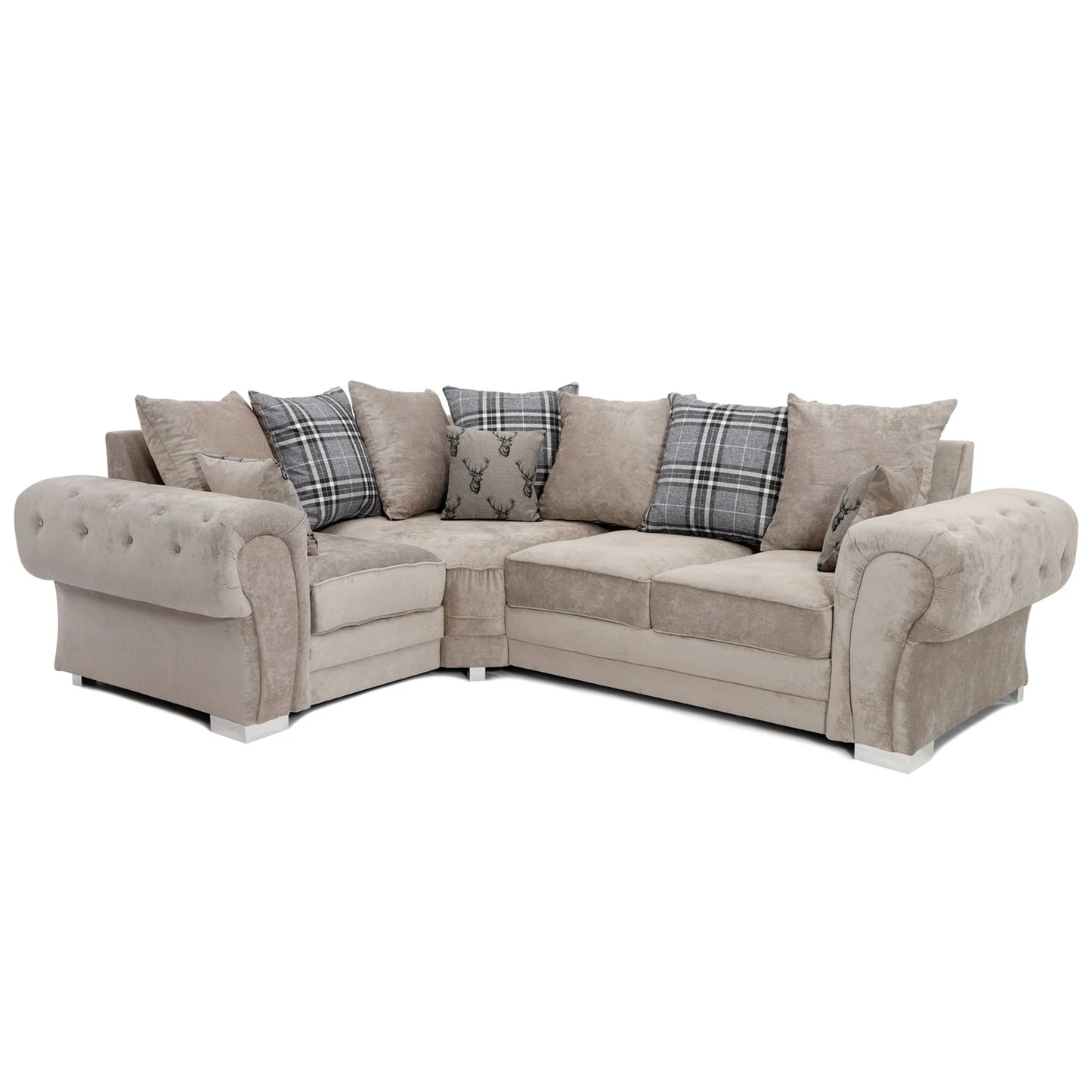 Milan Chesterfield Fabric 4 Seater Corner Sofa - Scatter Back