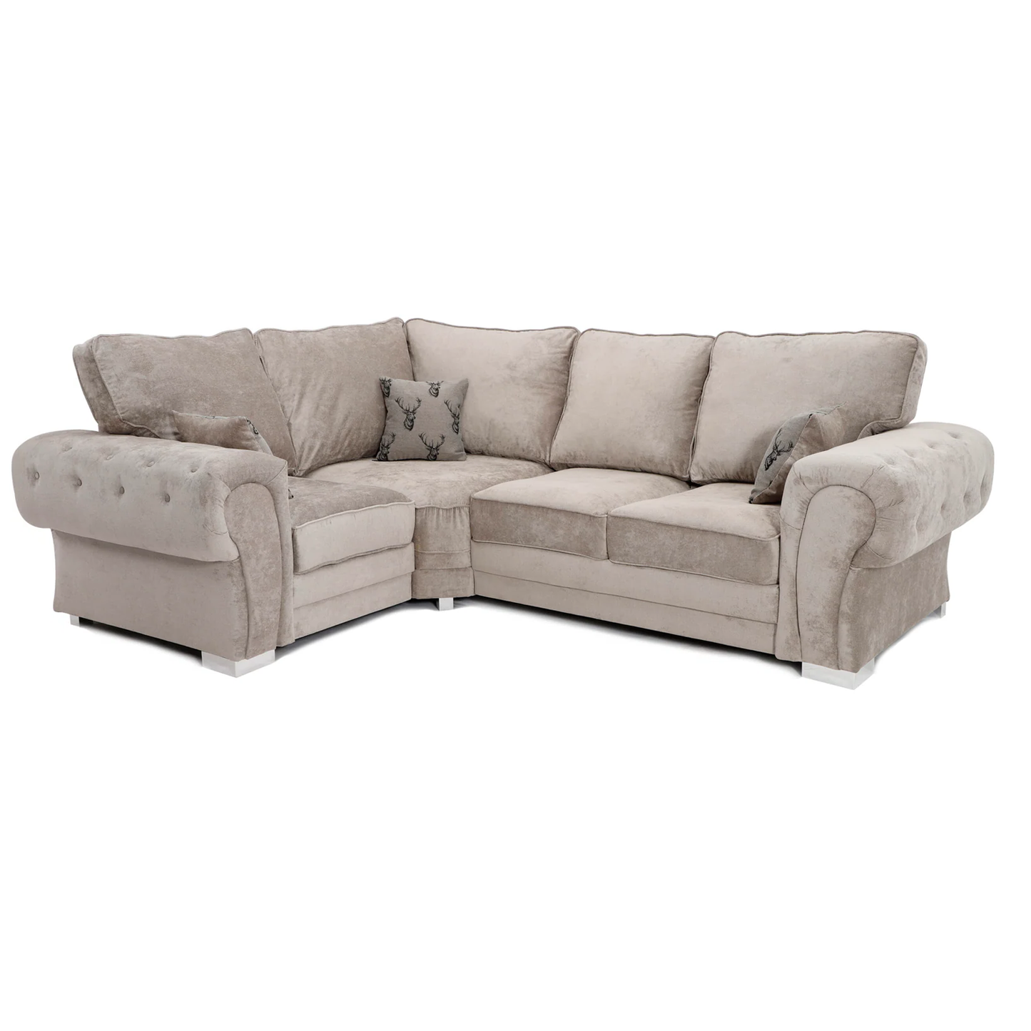 Milan Chesterfield Fabric 4 Seater Corner Sofa - Full Back