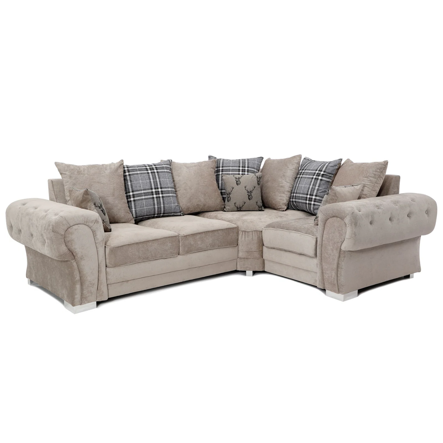 Milan Chesterfield Fabric 4 Seater Corner Sofa - Scatter Back