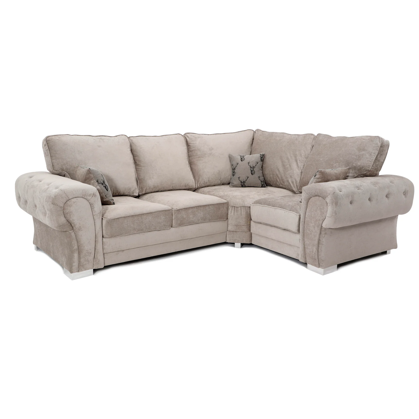 Milan Chesterfield Fabric 4 Seater Corner Sofa - Full Back