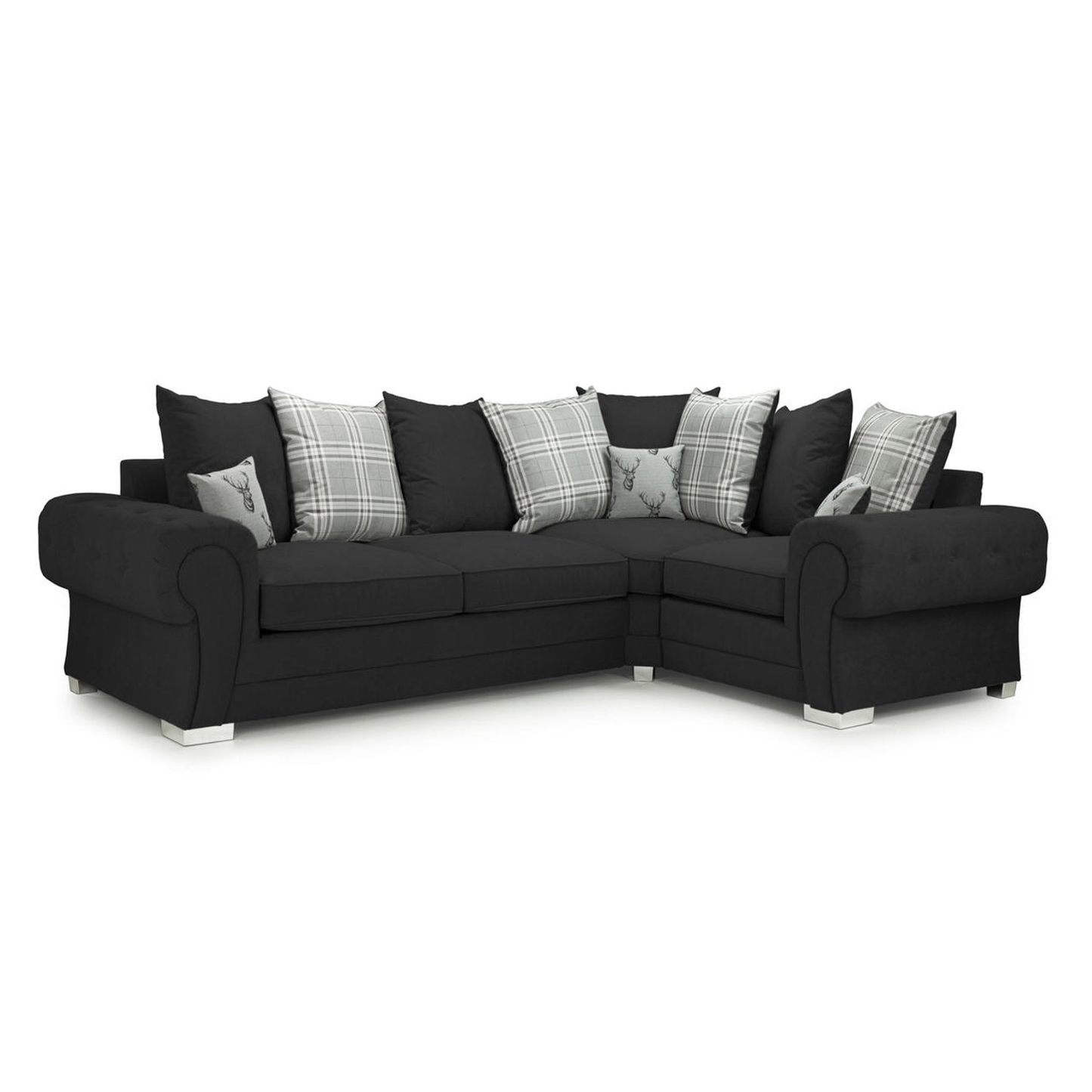 Milan Chesterfield Fabric 4 Seater Corner Sofa - Scatter Back