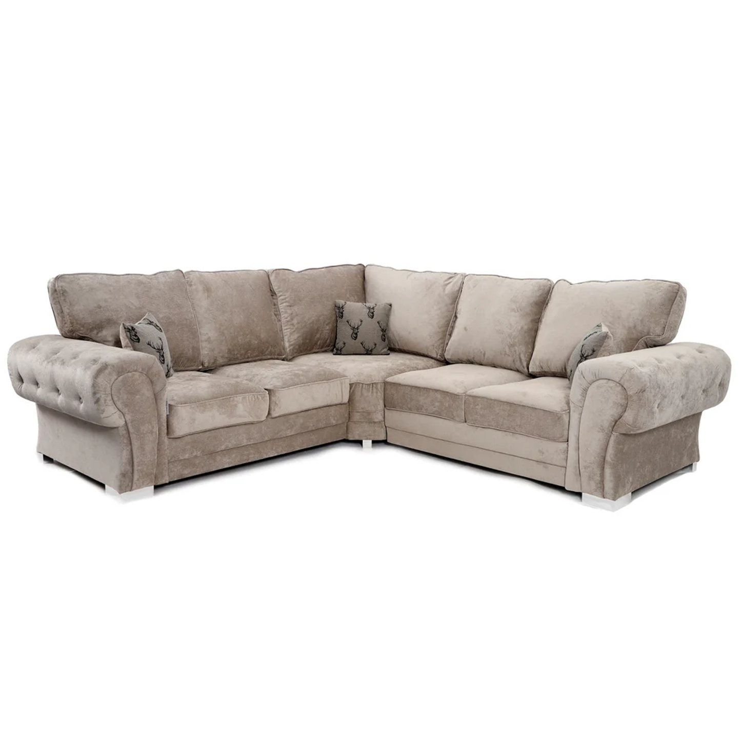 Milan Chesterfield Fabric 5 Seater Corner Sofa - Full Back