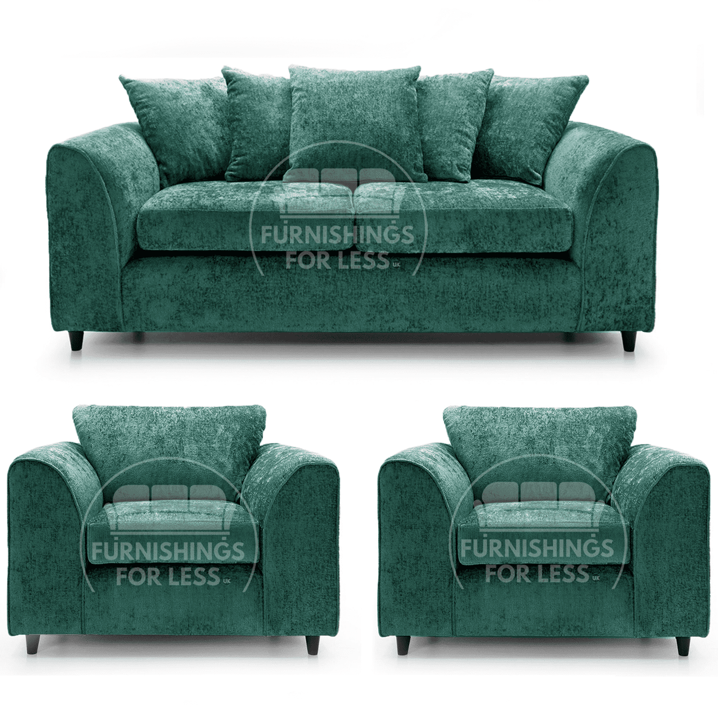Monaco Chenille Fabric 3 Seater and 2 Armchairs