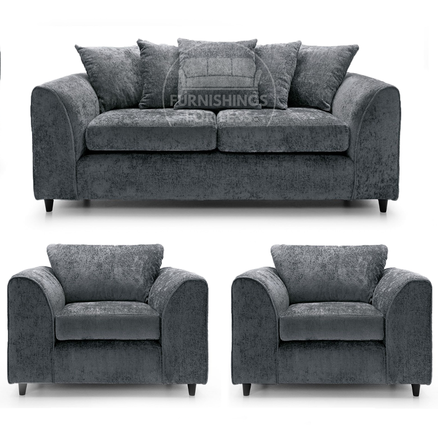 Monaco Chenille Fabric 3 Seater and 2 Armchairs