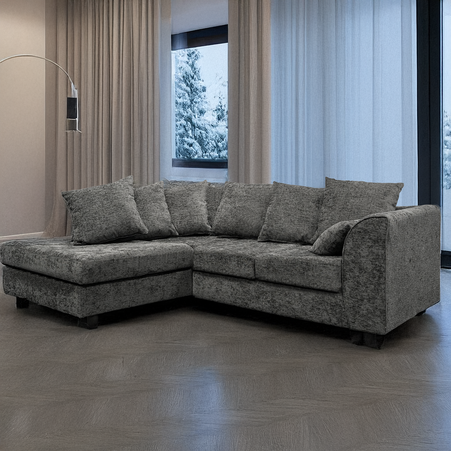 Monaco Chenille Fabric 4 Seater L Shaped Corner Sofa