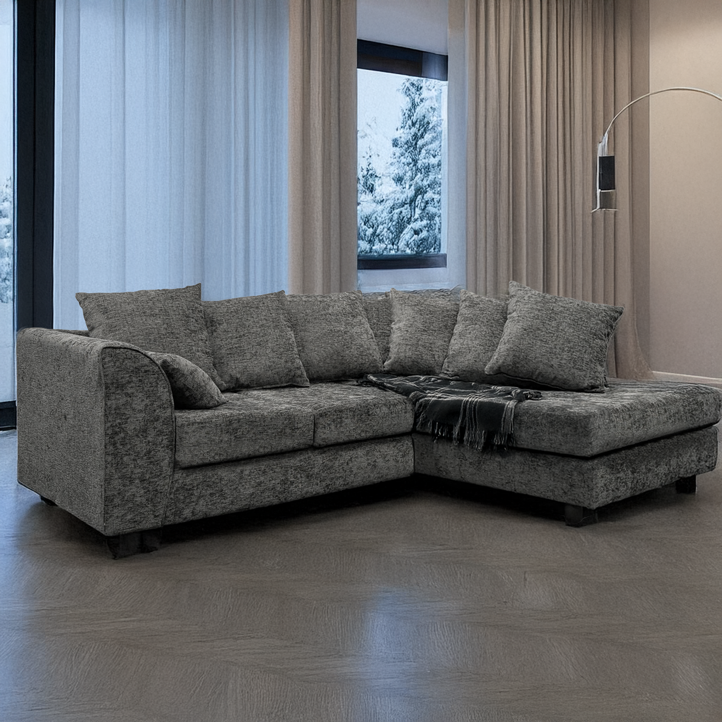 Monaco Chenille Fabric 4 Seater L Shaped Corner Sofa