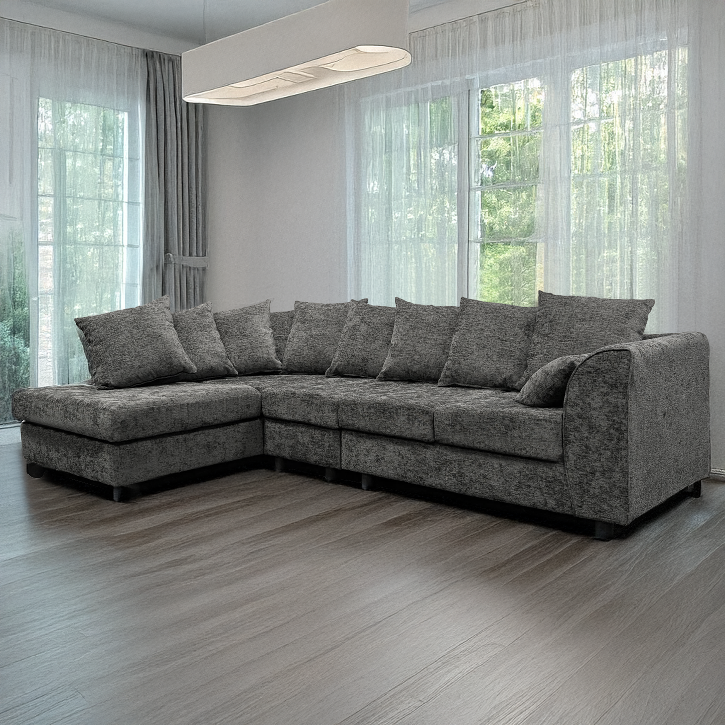 Monaco Chenille Fabric 5 Seater L Shaped Corner Sofa