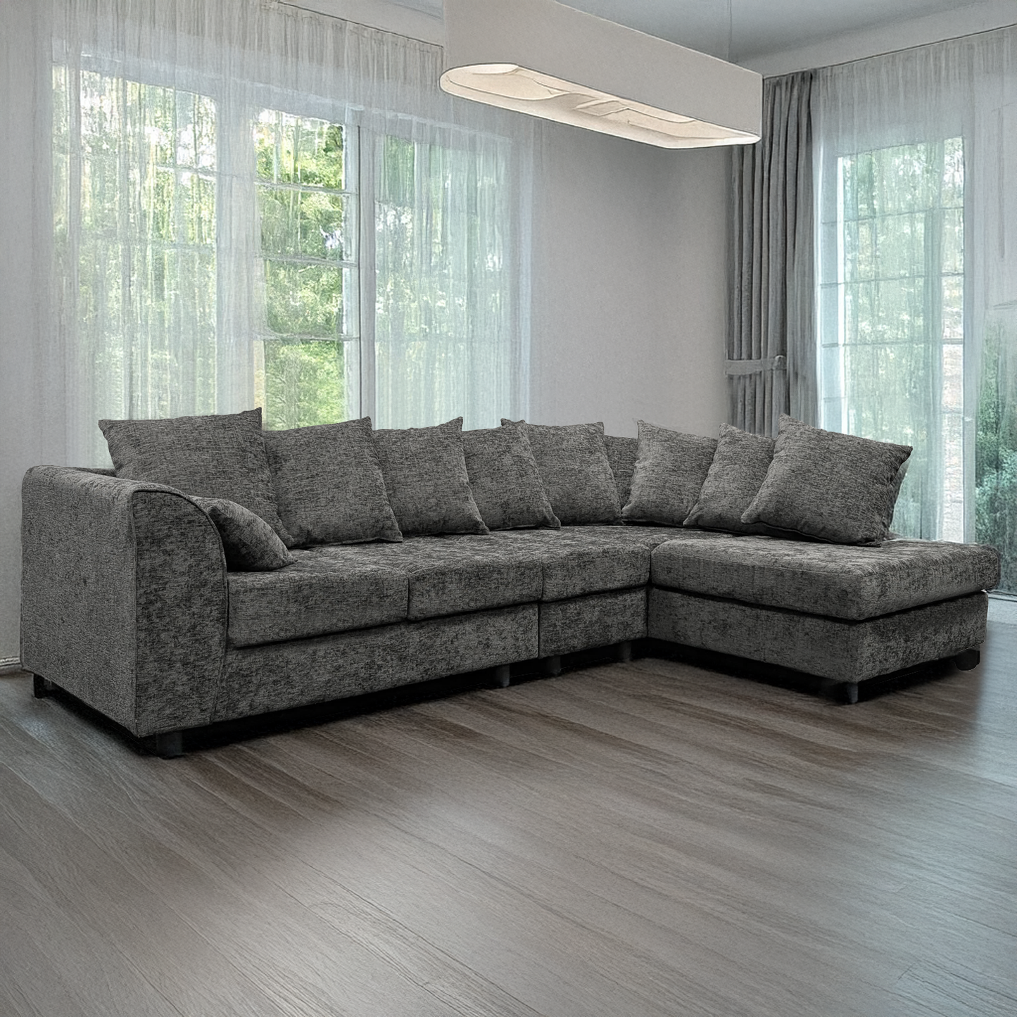 Monaco Chenille Fabric 5 Seater L Shaped Corner Sofa
