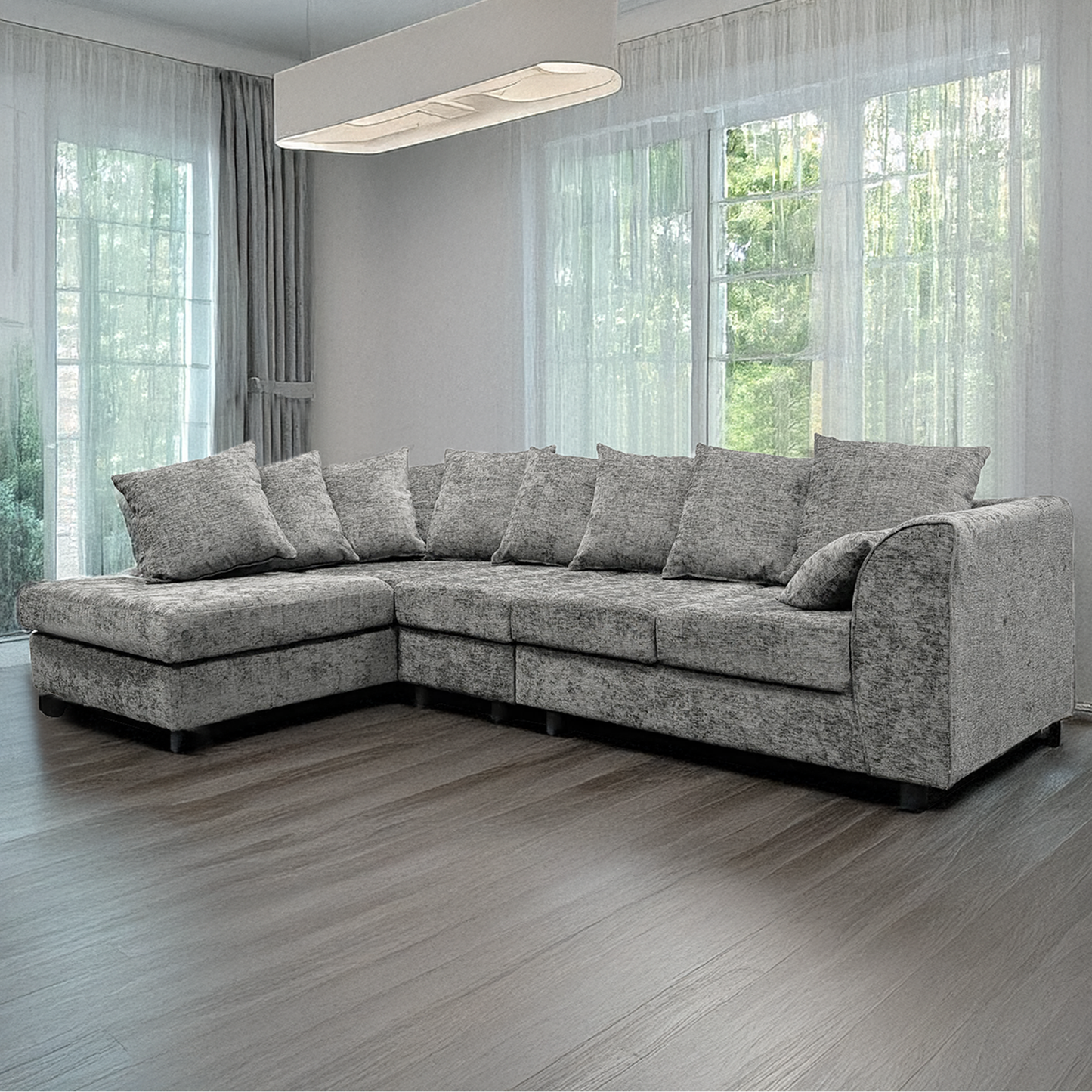 Monaco Chenille Fabric 5 Seater L Shaped Corner Sofa