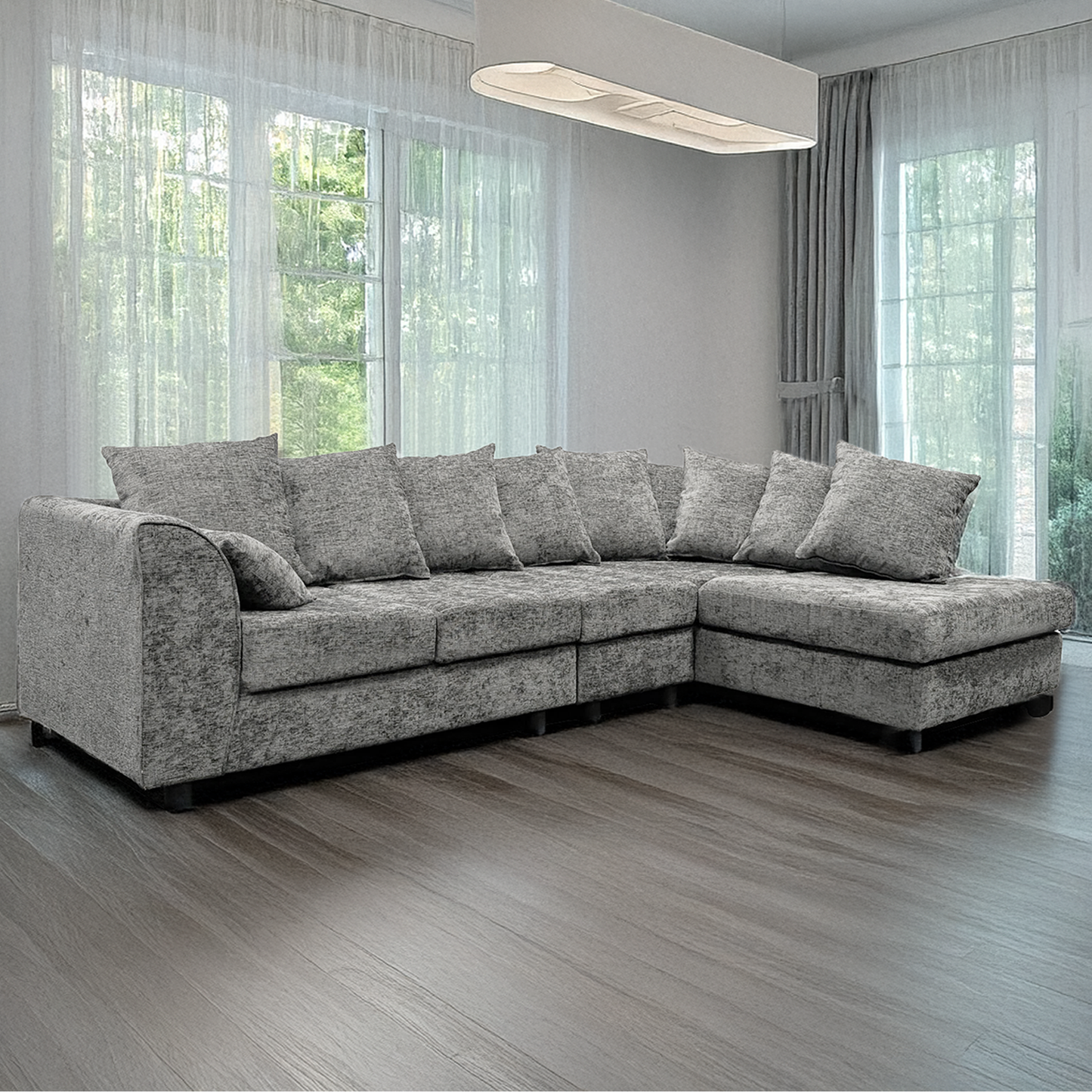 Monaco Chenille Fabric 5 Seater L Shaped Corner Sofa