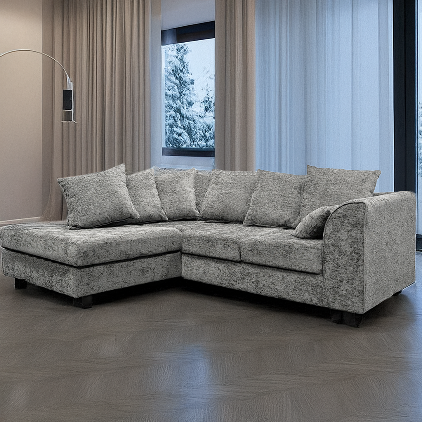 Monaco Chenille Fabric 4 Seater L Shaped Corner Sofa
