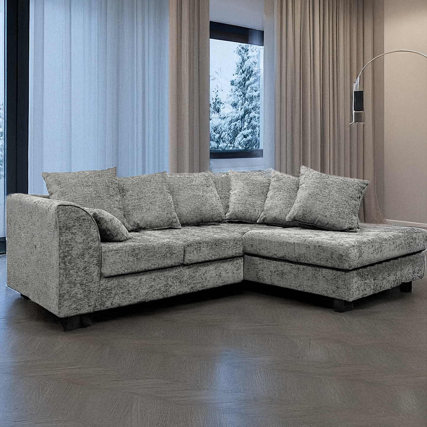Monaco Chenille Fabric 4 Seater L Shaped Corner Sofa