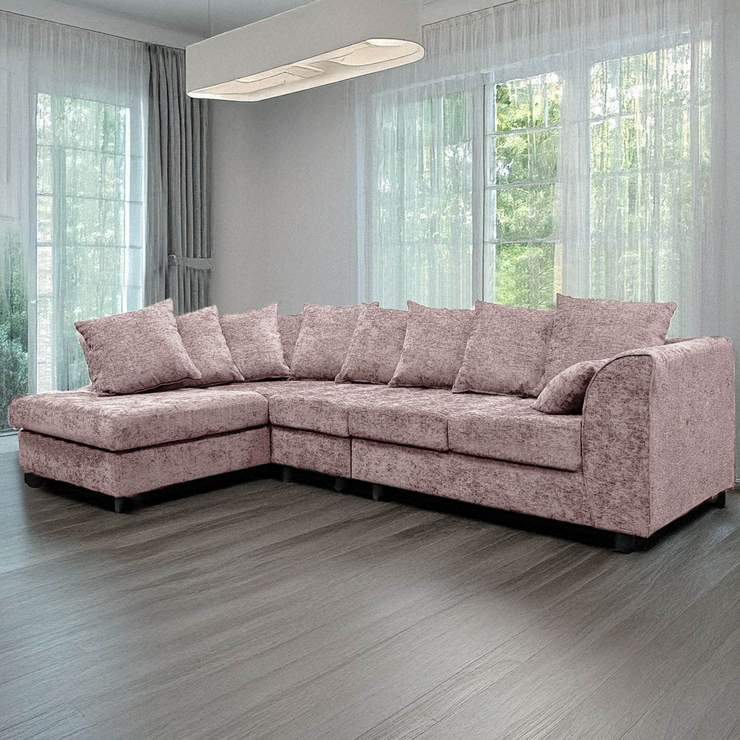 Monaco Chenille Fabric 5 Seater L Shaped Corner Sofa