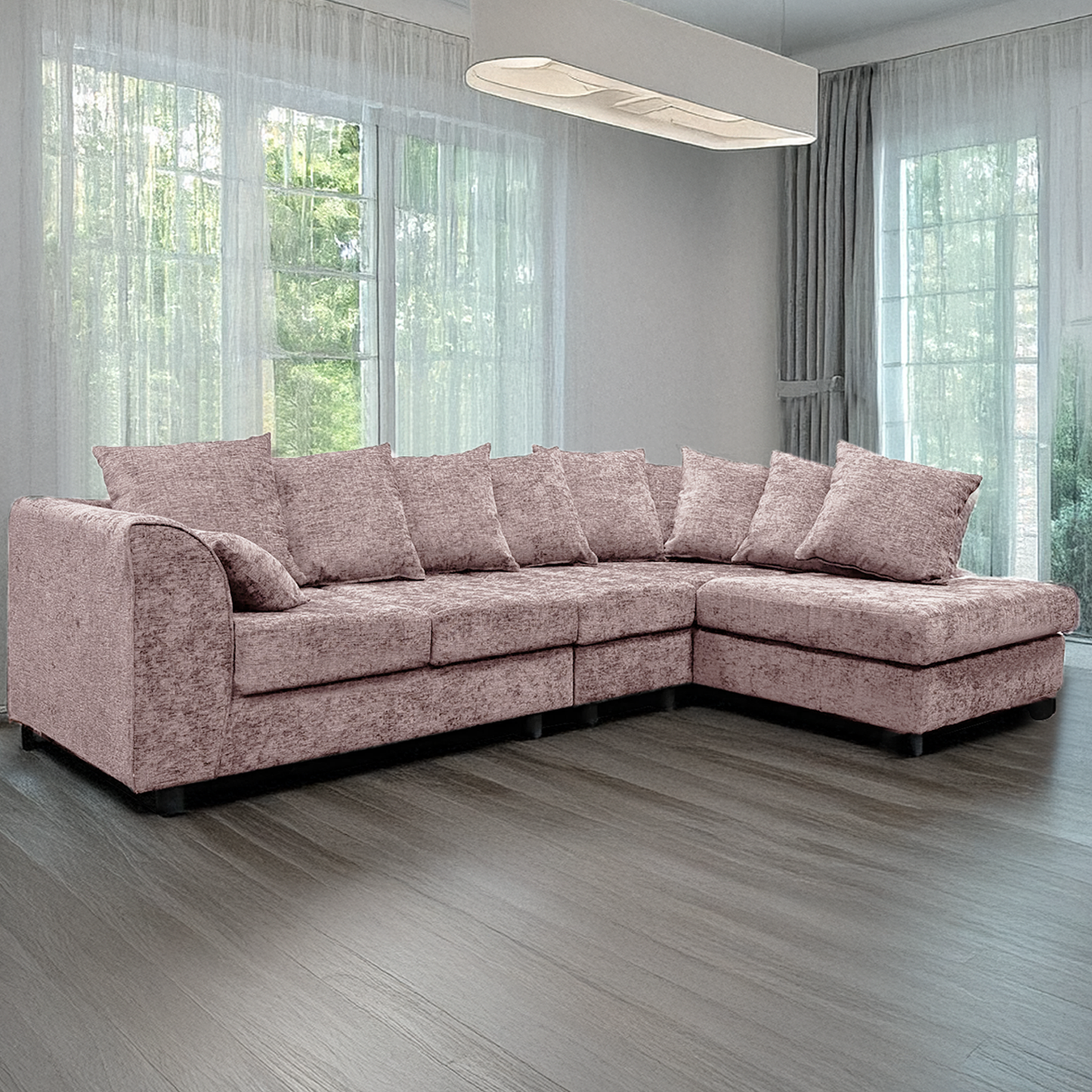 Monaco Chenille Fabric 5 Seater L Shaped Corner Sofa