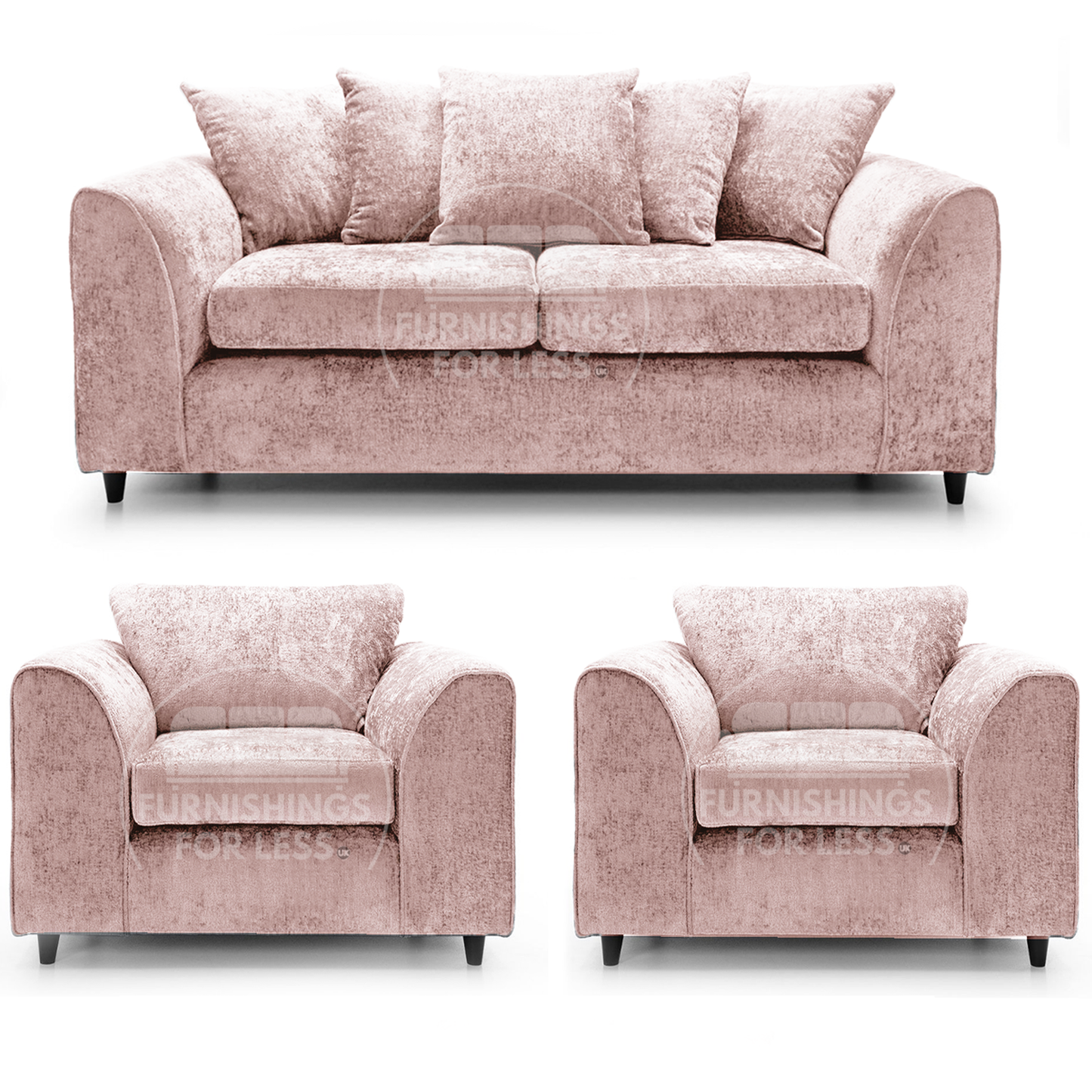 Monaco Chenille Fabric 3 Seater and 2 Armchairs