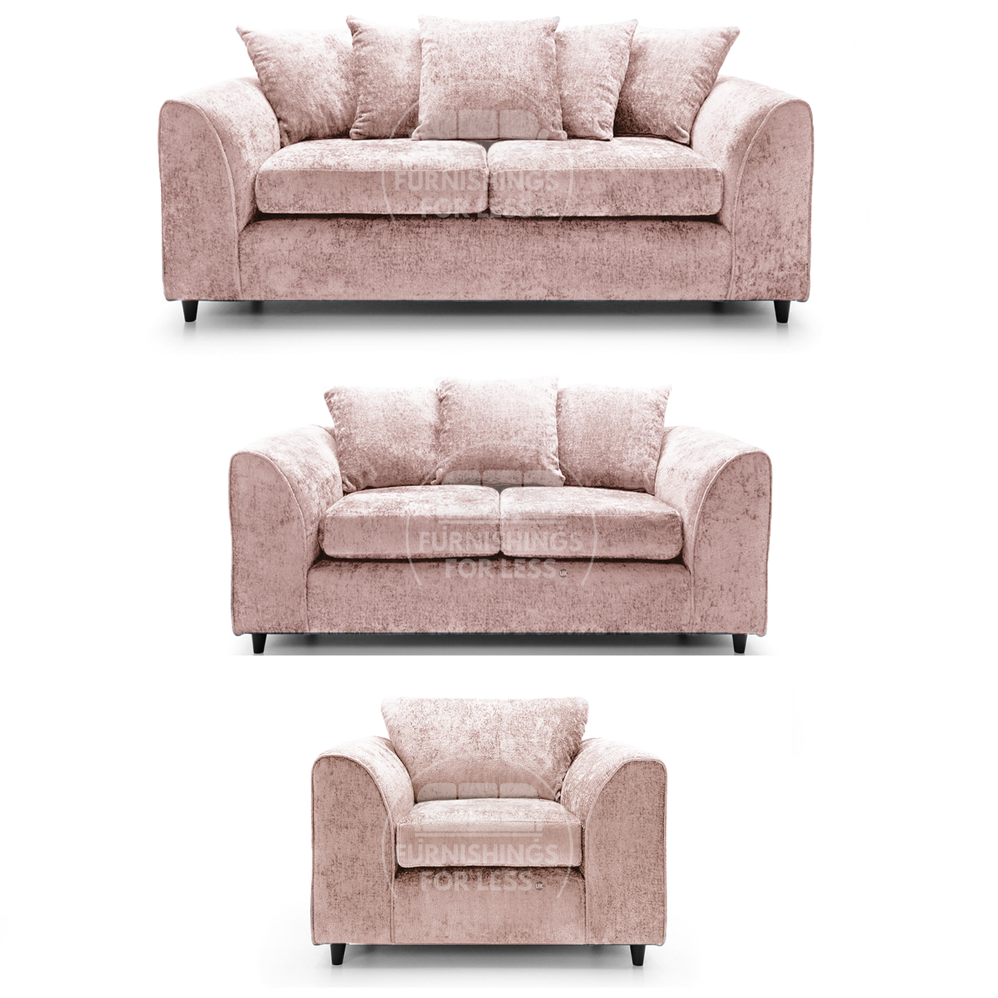 Monaco Chenille Fabric 3 Piece Sofa Suite
