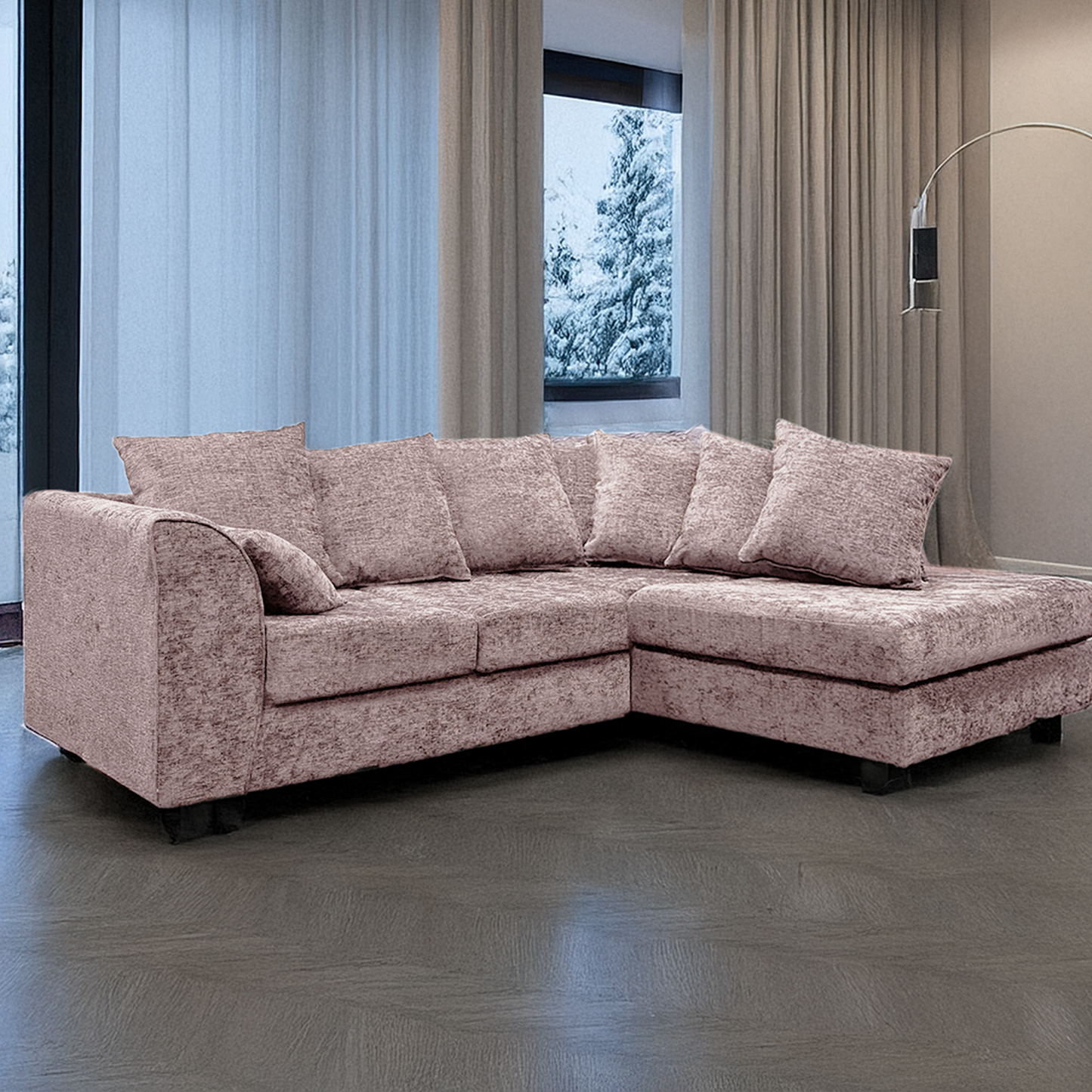 Monaco Chenille Fabric 4 Seater L Shaped Corner Sofa
