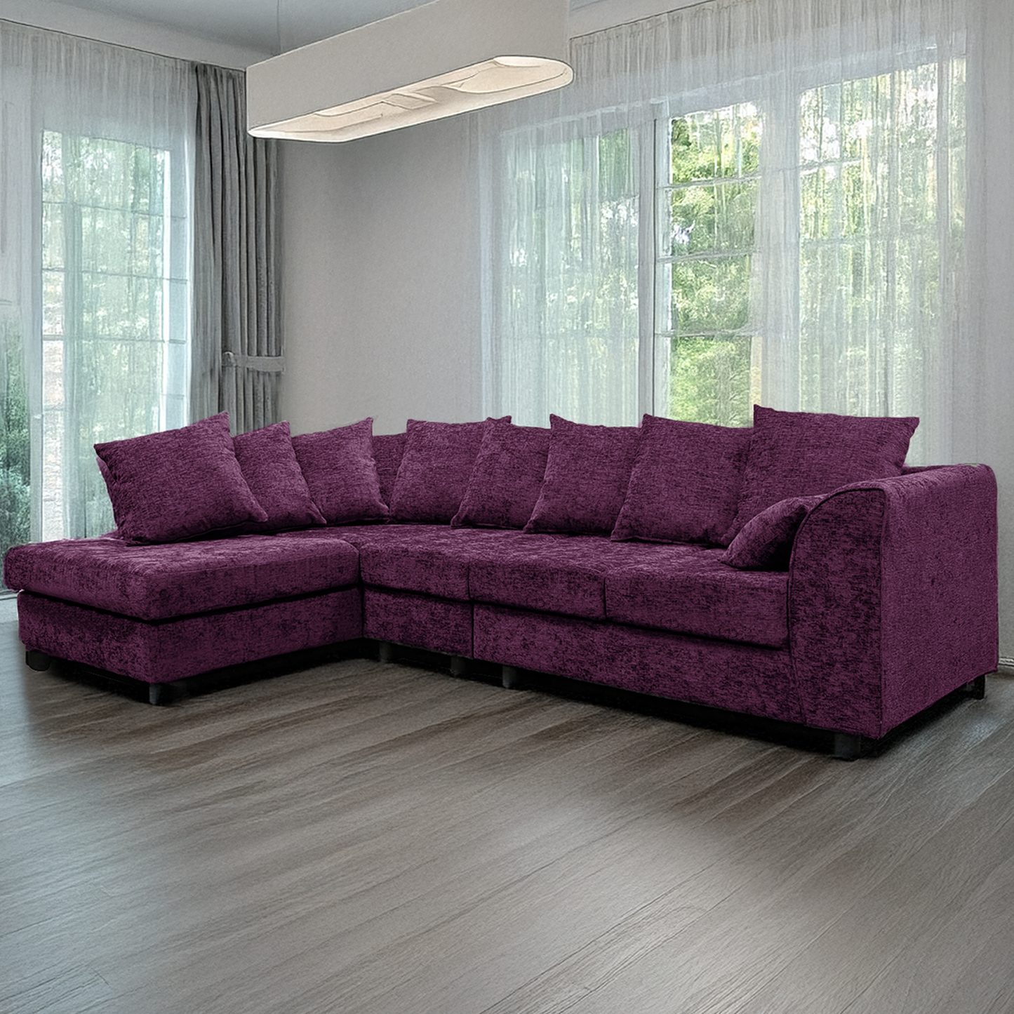 Monaco Chenille Fabric 5 Seater L Shaped Corner Sofa
