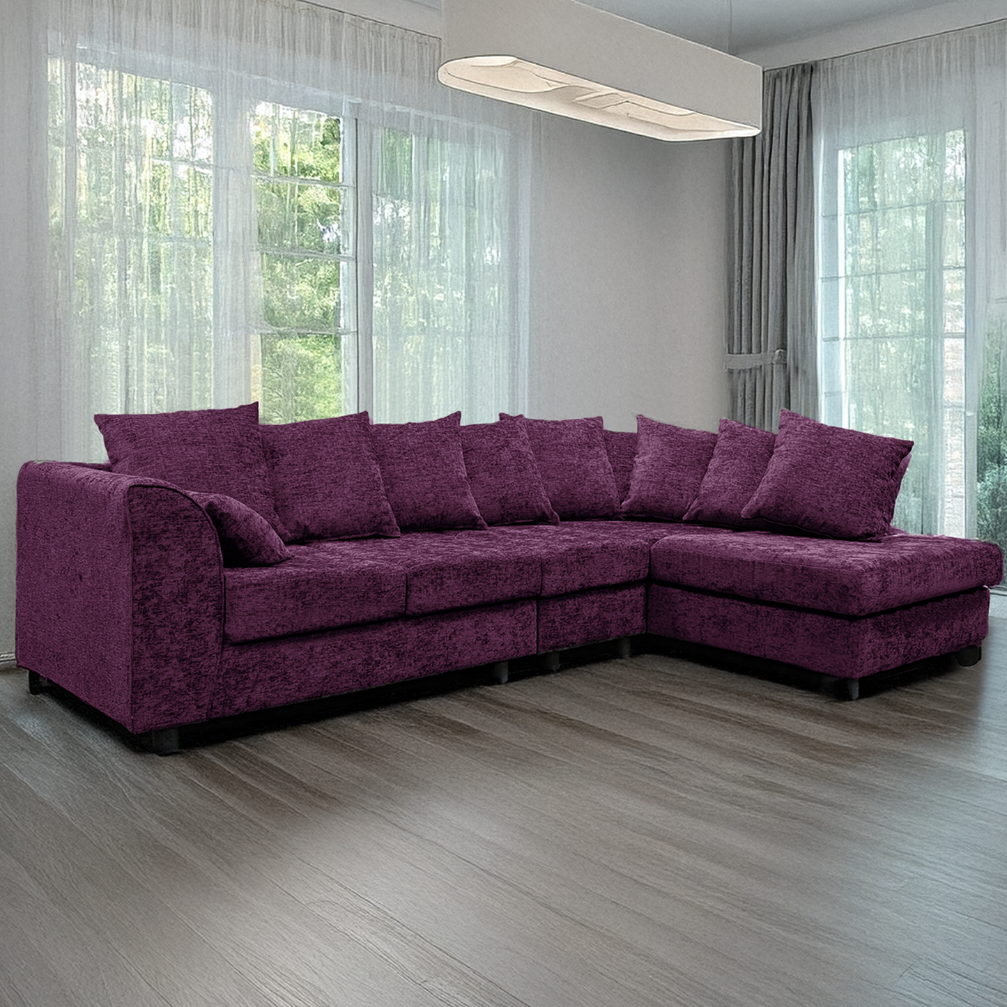 Monaco Chenille Fabric 5 Seater L Shaped Corner Sofa