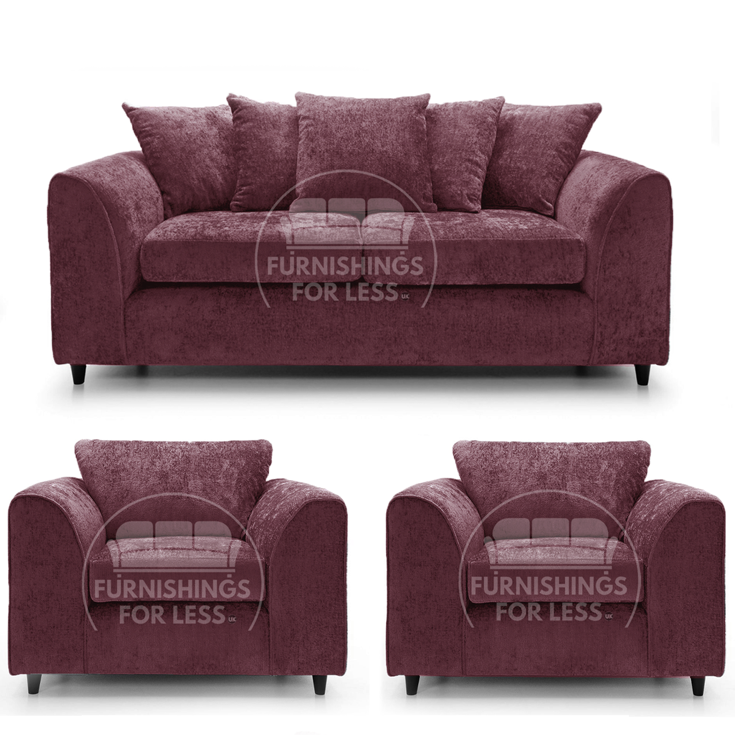 Monaco Chenille Fabric 3 Seater and 2 Armchairs