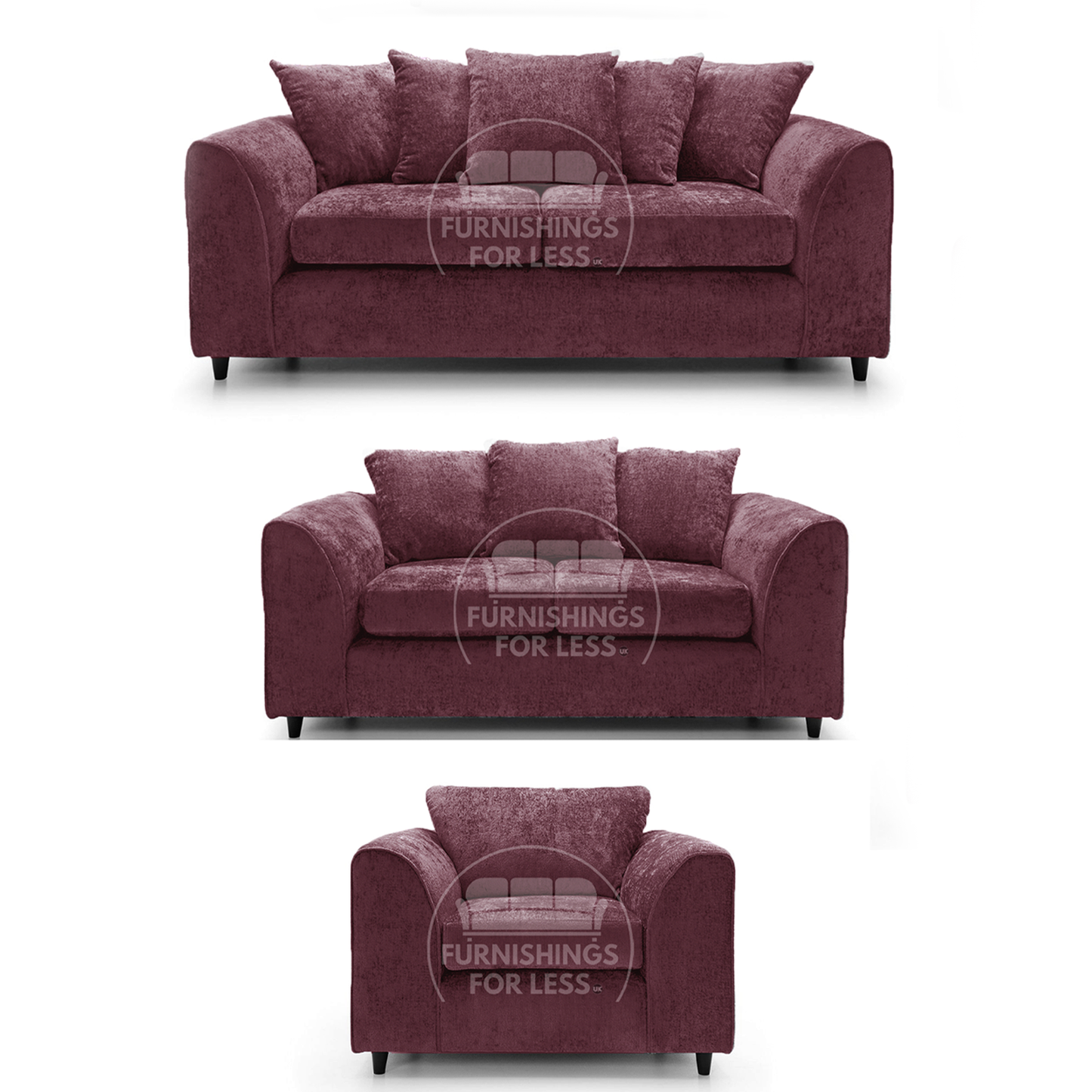 Monaco Chenille Fabric 3 Piece Sofa Suite