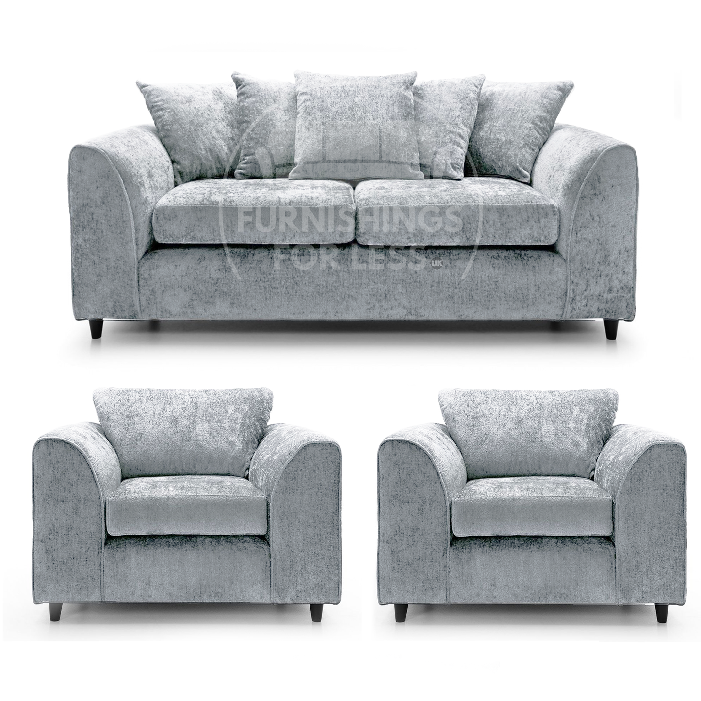 Monaco Chenille Fabric 3 Seater and 2 Armchairs