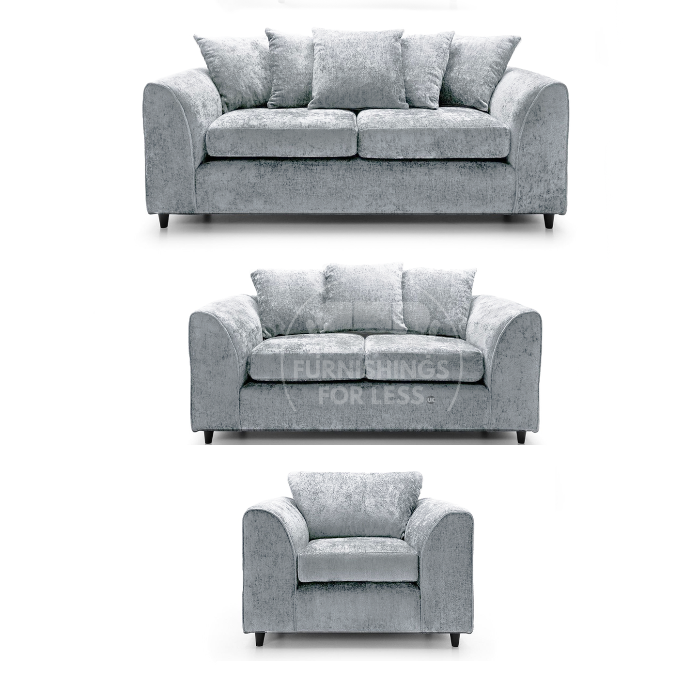 Monaco Chenille Fabric 3 Piece Sofa Suite