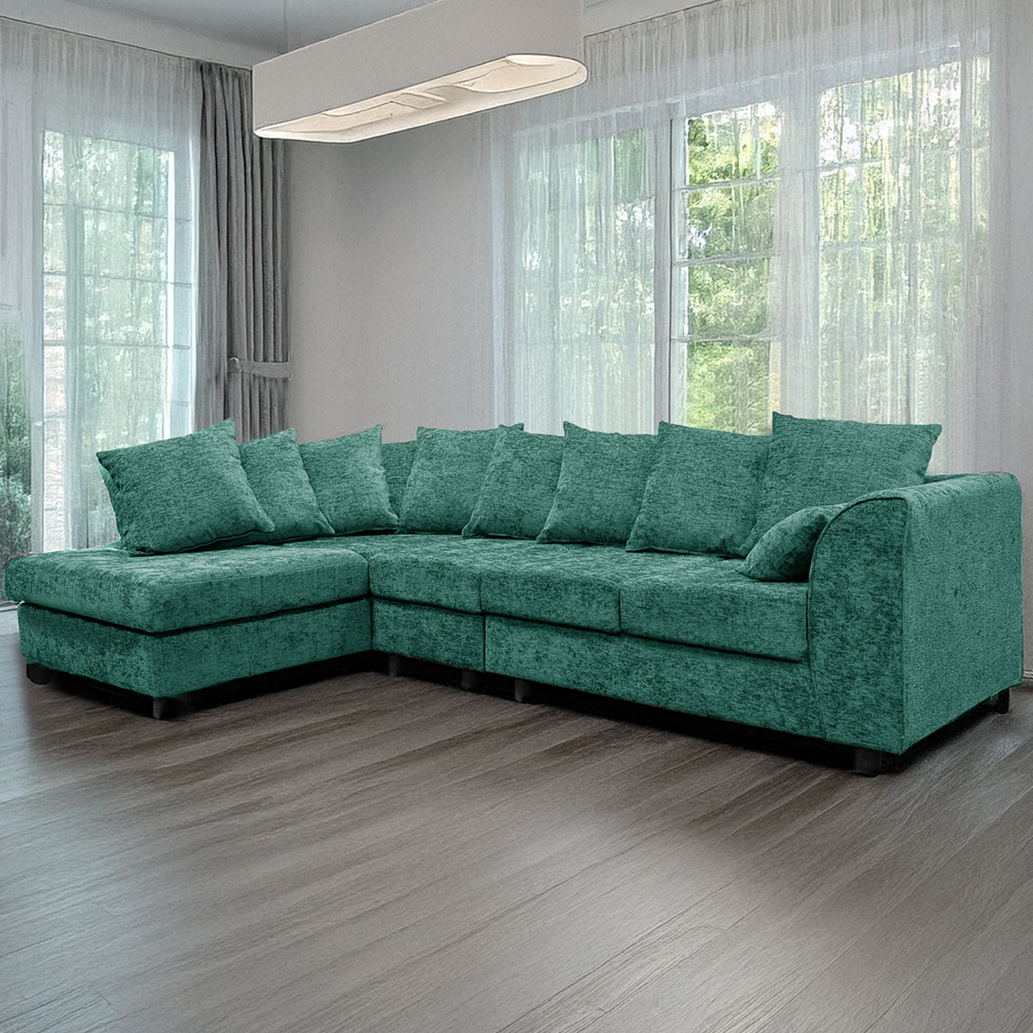 Monaco Chenille Fabric 5 Seater L Shaped Corner Sofa