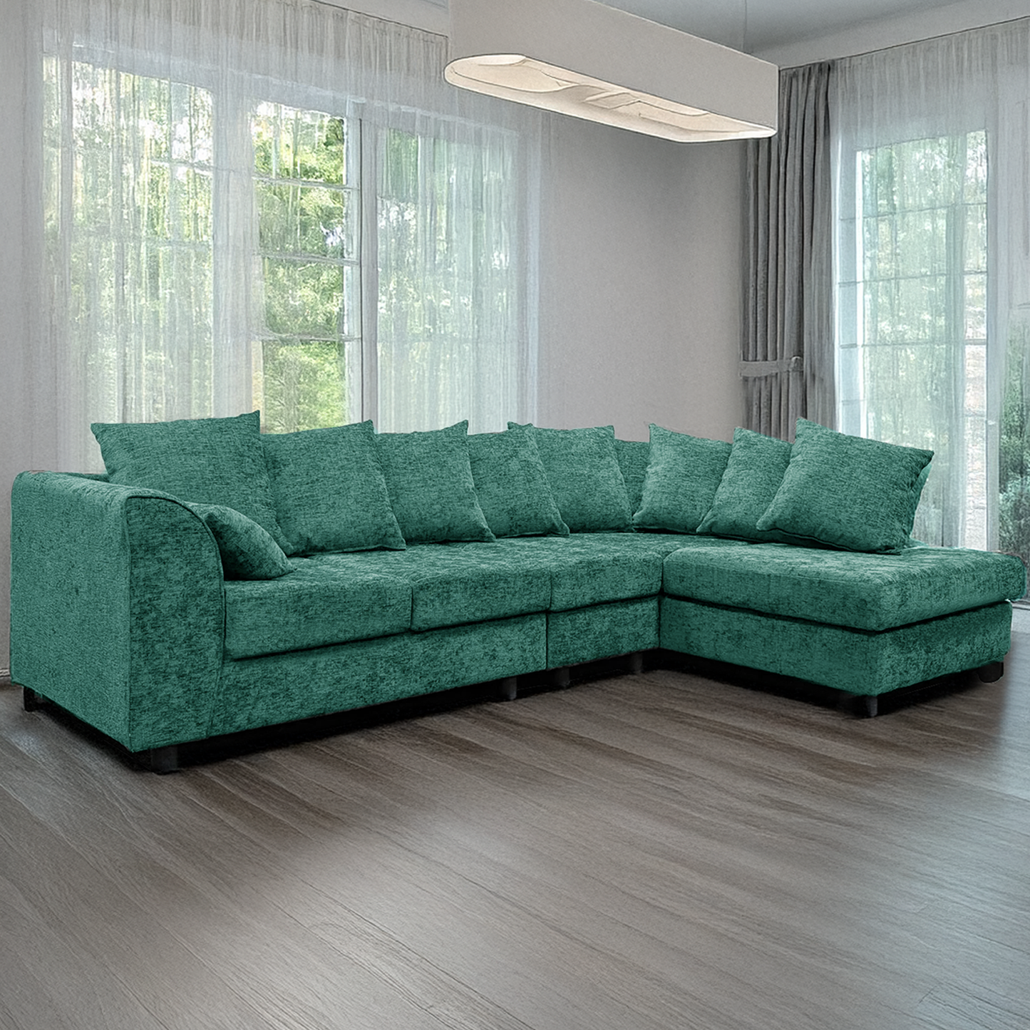 Monaco Chenille Fabric 5 Seater L Shaped Corner Sofa