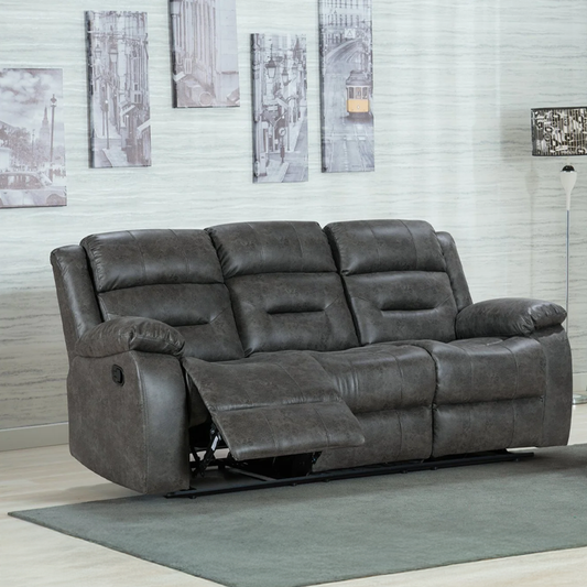 Monty Grey Fabric Manual Reclining 3 Seater Sofa