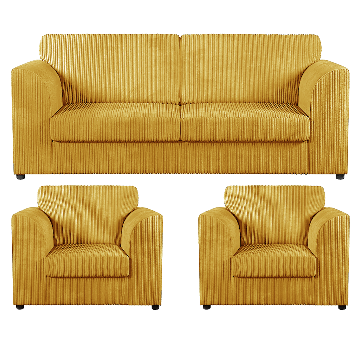 Luxor Full Jumbo Cord 3 Seater and 2 x Armchairs - Full Back