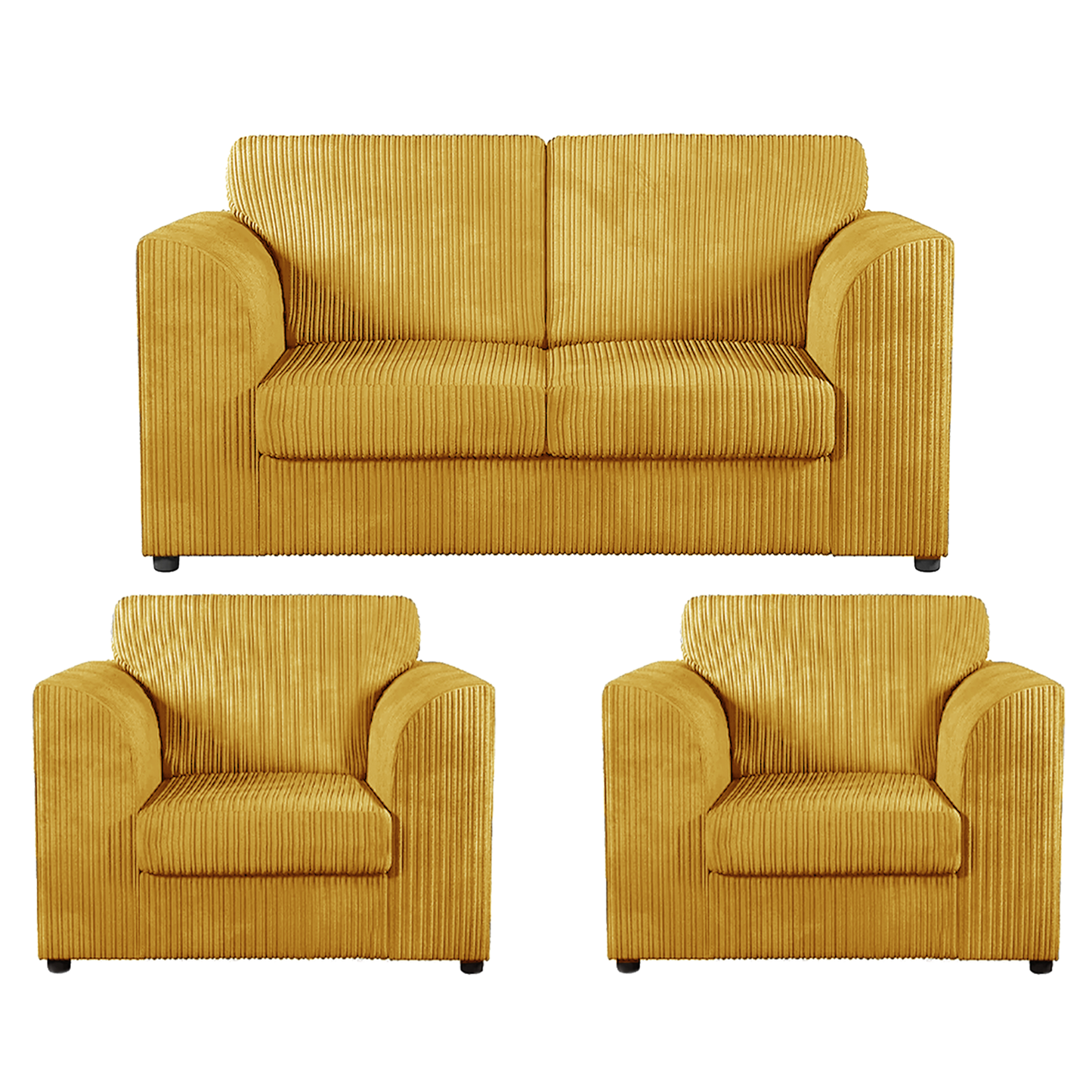 Luxor Jumbo Cord 2 Seater and 2 x Armchairs - Full Back