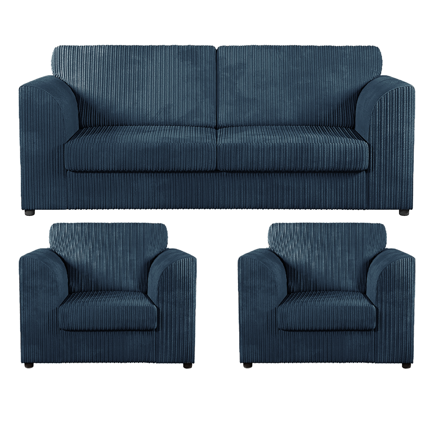 Luxor Full Jumbo Cord 3 Seater and 2 x Armchairs - Full Back
