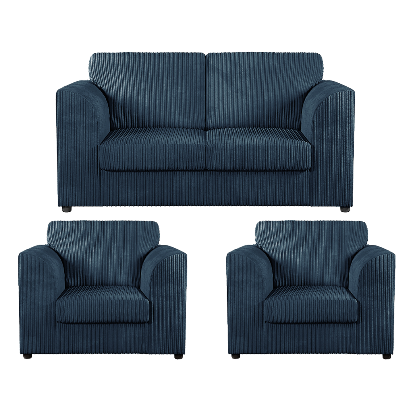 Luxor Jumbo Cord 2 Seater and 2 x Armchairs - Full Back