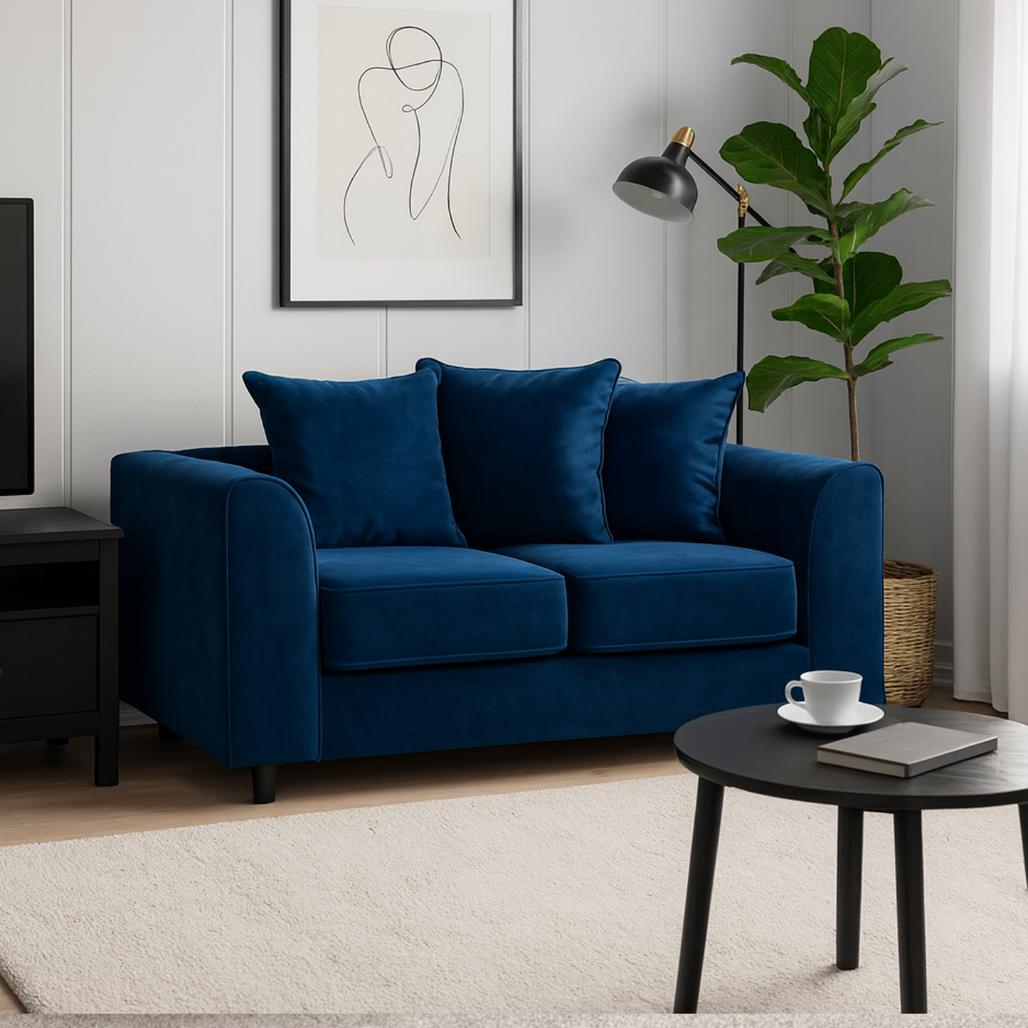 Brooklyn Full Foam Plush Velvet 2 seater