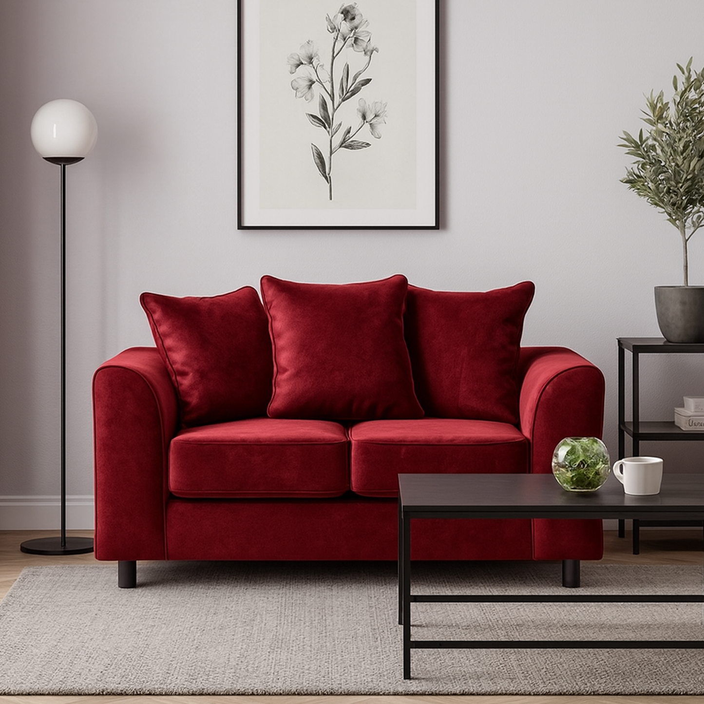 Brooklyn Full Foam Plush Velvet 2 seater
