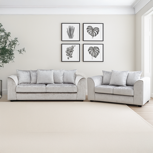 Crystal Crushed Velvet Sofa Suite Scatter Back