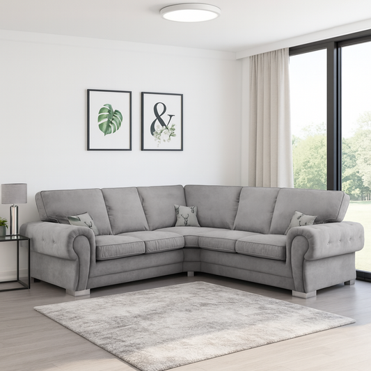 Milan Chesterfield Fabric 5 Seater Corner Sofa - Full Back