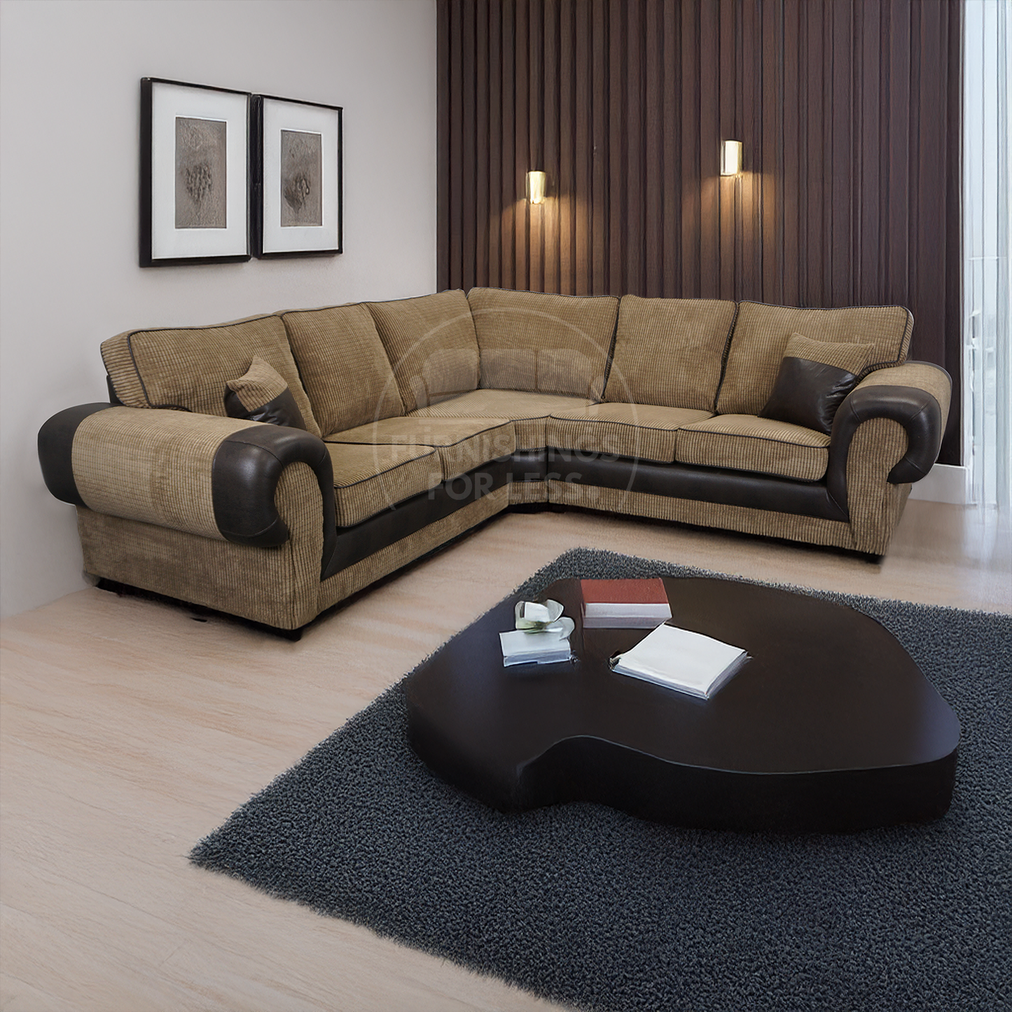 Portland Mixed Fabric Cord 5 Seater Corner Sofa