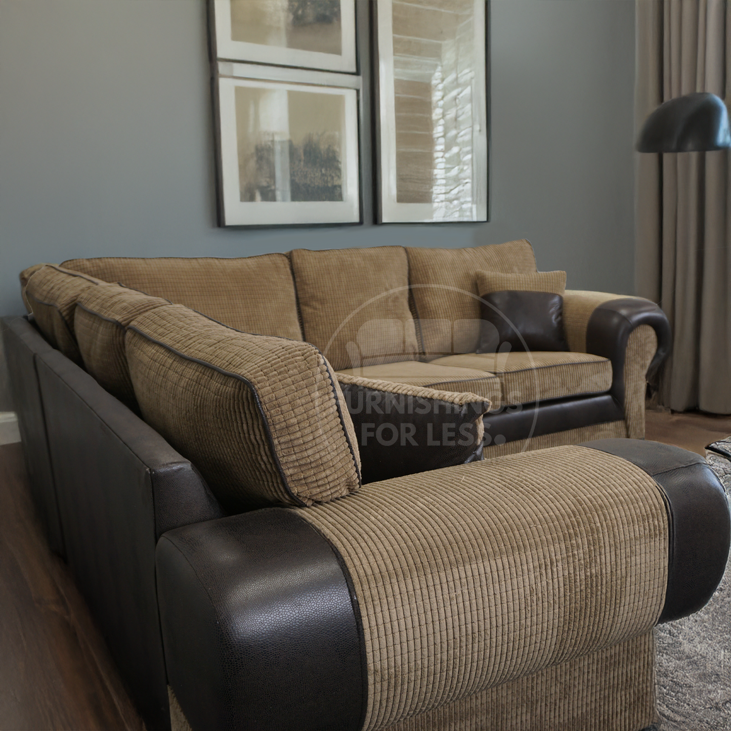 Portland Mixed Fabric Cord 5 Seater Corner Sofa