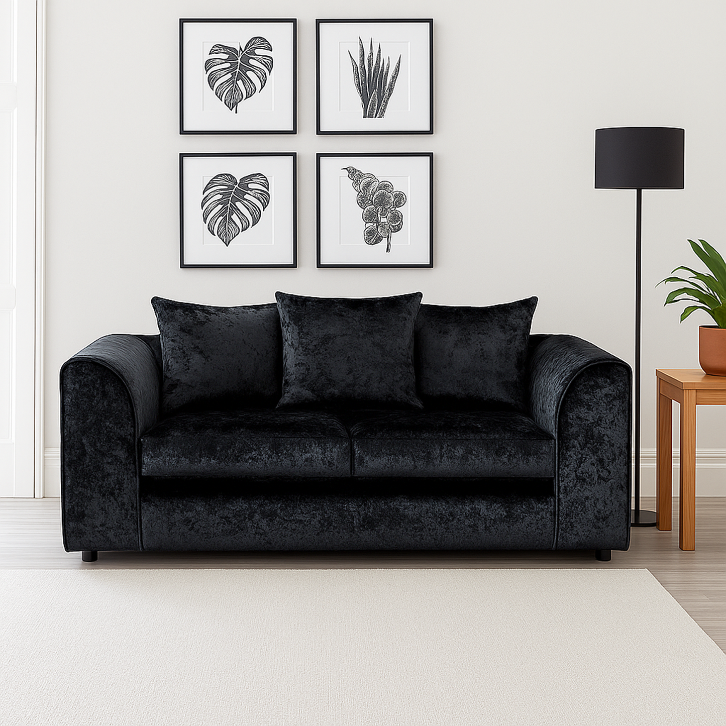 Crystal Crushed Velvet 2 Seater and 2 Armchairs Scatter Back