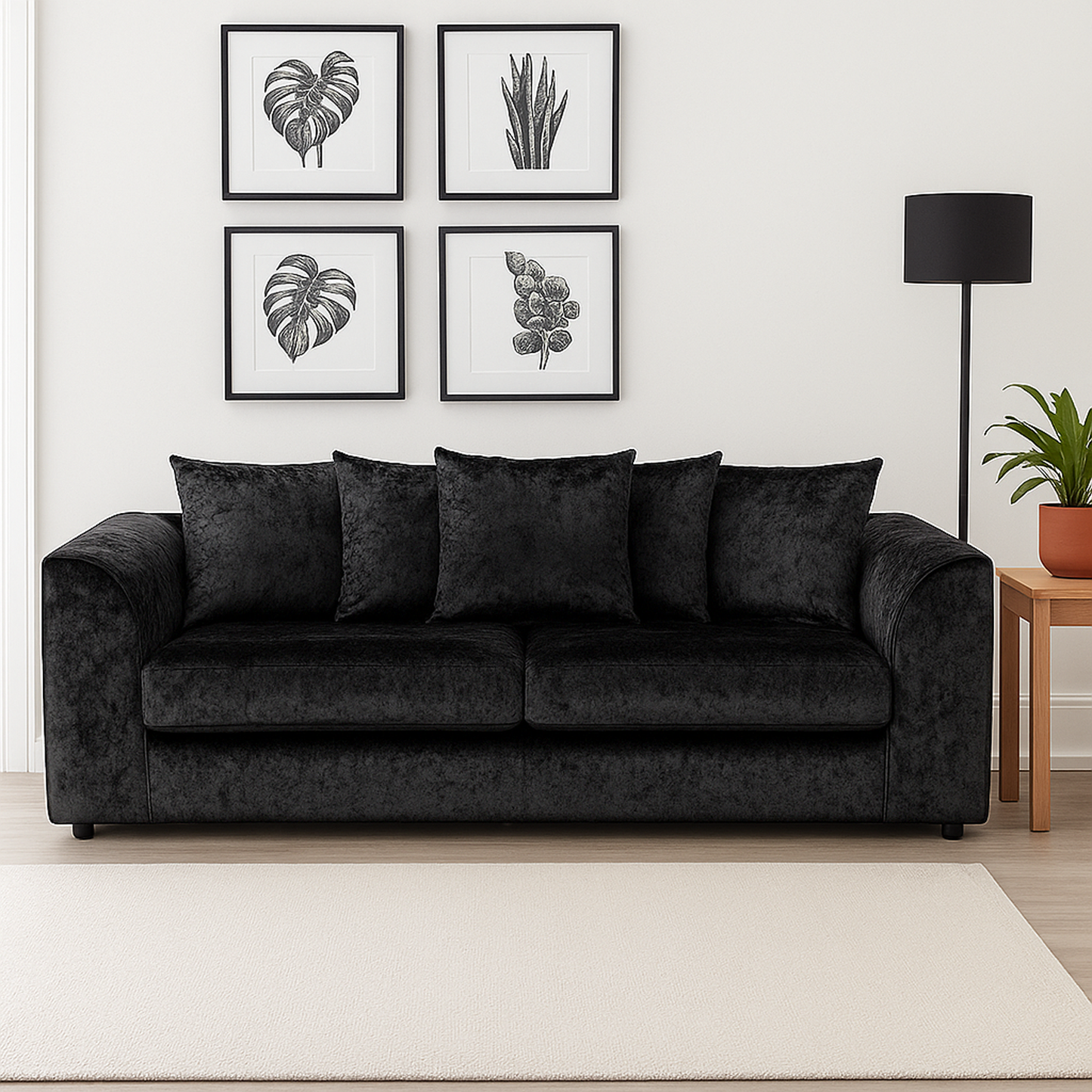 Crystal Crushed Velvet 3 Seater and 2 Armchairs Scatter Back
