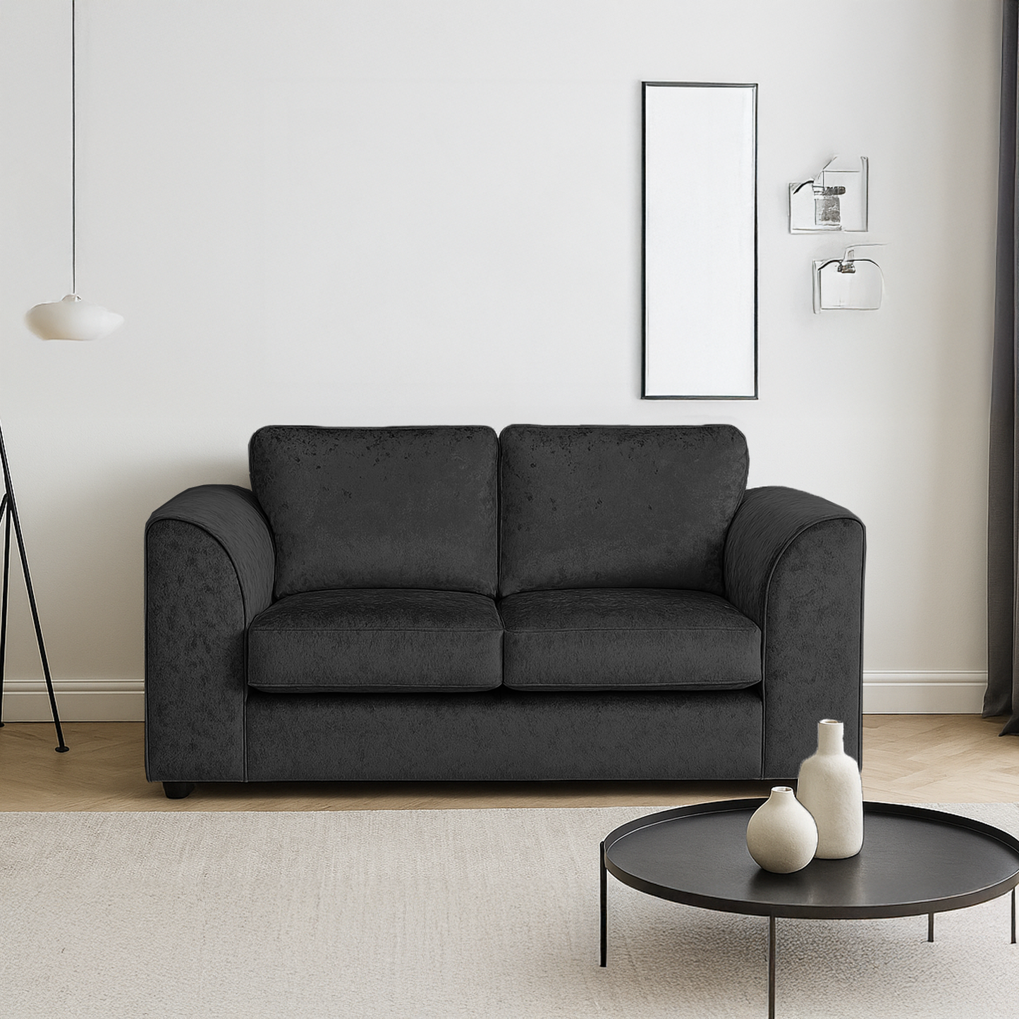 Crystal Crushed Velvet 2 Seater Sofa Full Back