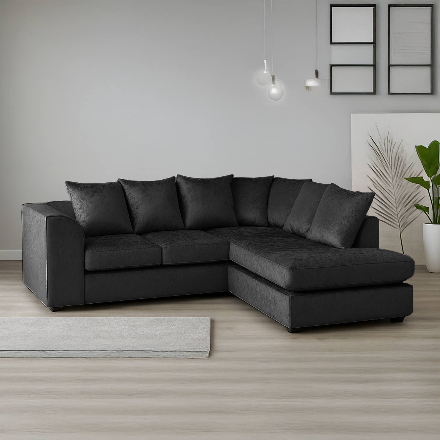 Crystal Crushed Velvet Scatter Corner Sofa