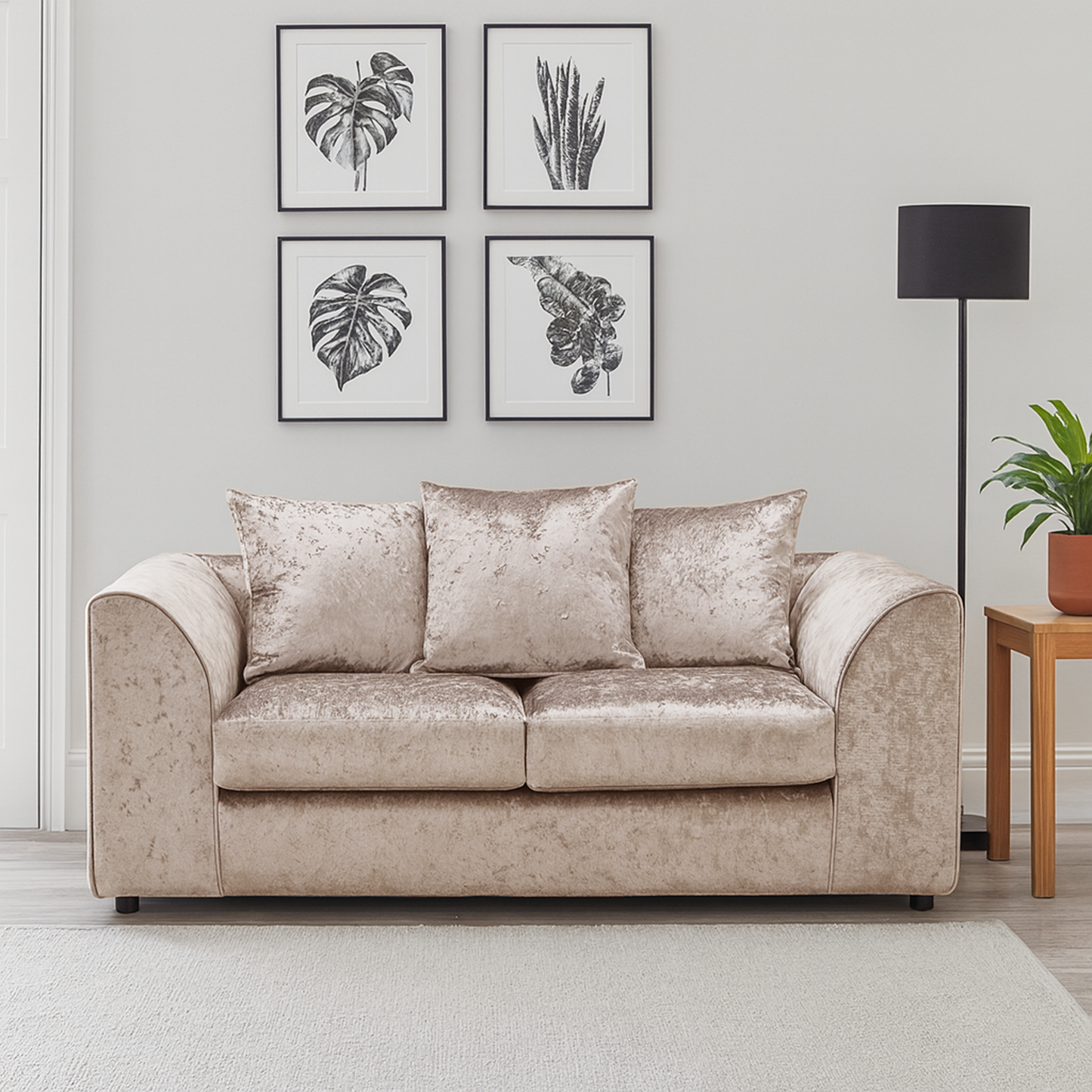 Crystal Crushed Velvet 2 Seater and 2 Armchairs Scatter Back
