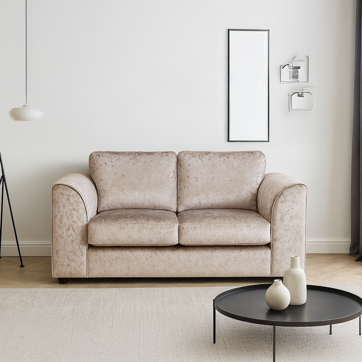 Crystal Crushed Velvet 2 Seater Sofa Full Back