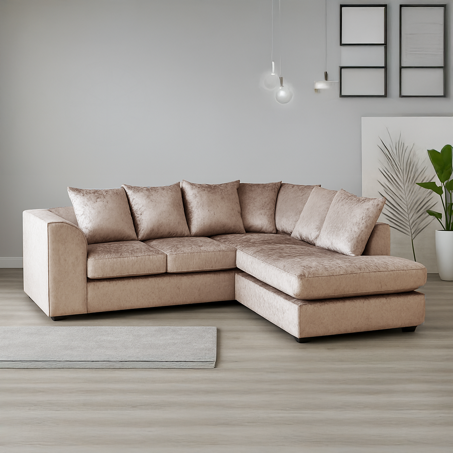 Crystal Crushed Velvet Scatter Corner Sofa
