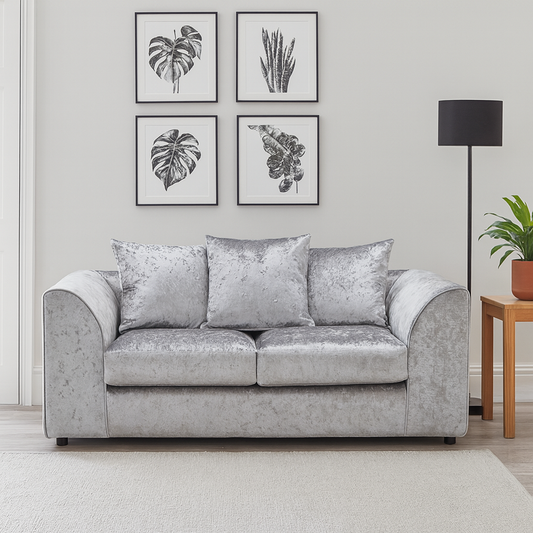 Crystal Crushed Velvet 2 Seater Sofa Scatter Back