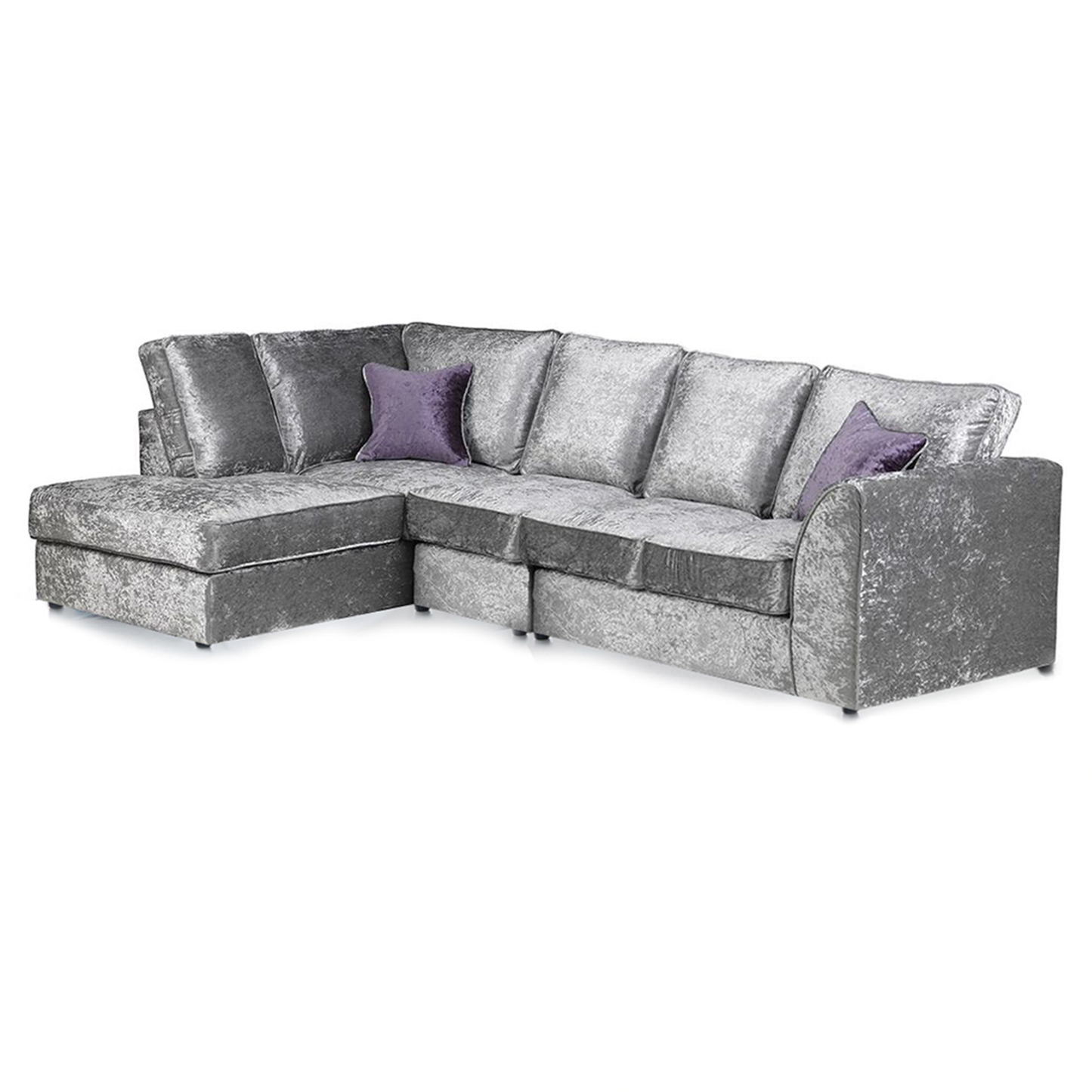 Crystal Crushed Velvet Full Back 5 Seater L Shaped Corner Sofa
